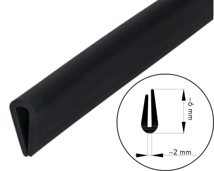 Uszczelka krawędziowa czarna 6x2 mm