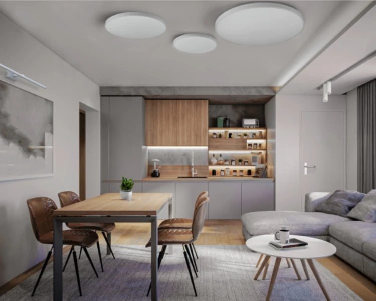 Lampa okrągła plafon sufitowy LED 48,5cm 3000K biała Novodworski Agnes aranżacja