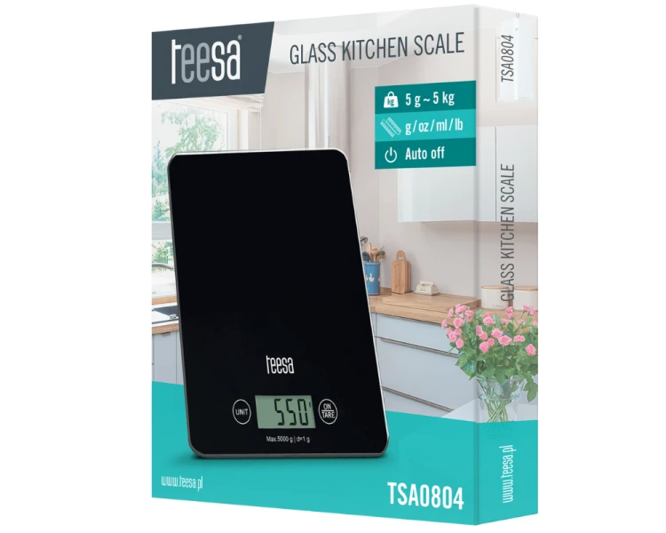 Waga kuchenna szklana elektroniczna LCD czarna Teesa TSA0804