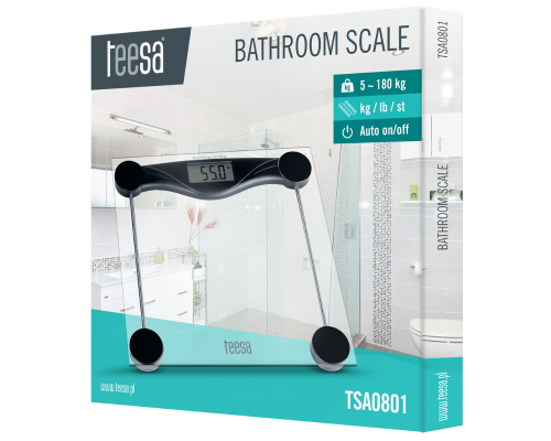 Elektroniczna waga łazienkowa szklana 180kg Teesa TSA0801