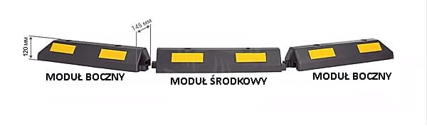 Połączenie środkowego odbojnika i dwóch bocznych separatorów