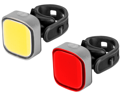 Zestaw lampek rowerowych LED USB 2szt przód tył Rebel URZ3492
