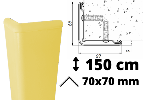 Narożnik PVC + rdzeń aluminium 150 cm ConvexAL Piasek Morski.png