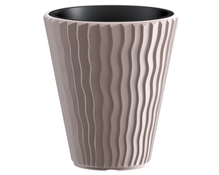 Okrągła donica mrozoodporna 33 cm + wkład 8L mocca Sandy