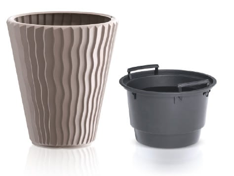 Okrągła donica mrozoodporna 33 cm + wkład 8L mocca Sandy
