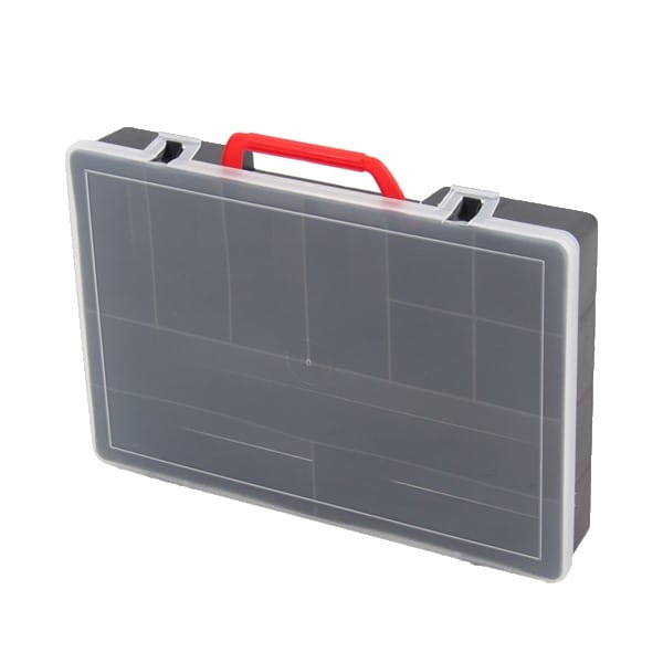 Przezroczysta pokrywa ułatwia sprawdzenie zawartości bez potrzeby otwierania organizera