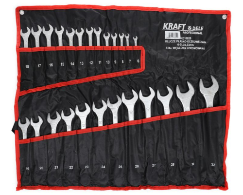 Duży zestaw kluczy płaskich oczkowych 25 szt 6-28, 30, 32 mm