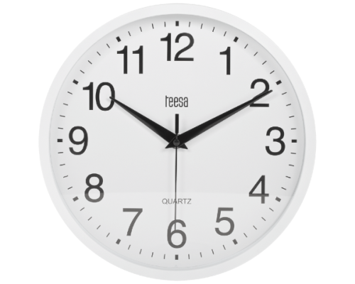 Zegar ścienny okrągły 25cm biały Teesa - widok z frontu
