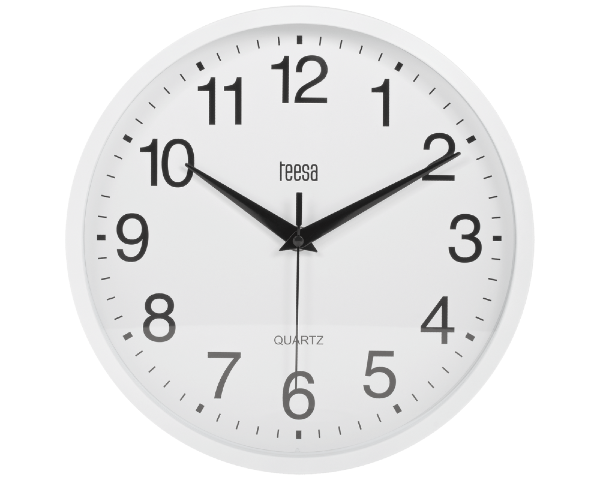 Zegar ścienny okrągły 25cm biały Teesa - widok z frontu