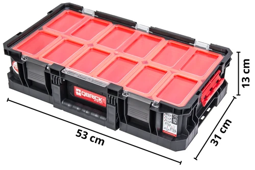 Skrzynka organizer z 9 pojemnikami Qbrick System Two Plus - wymiary
