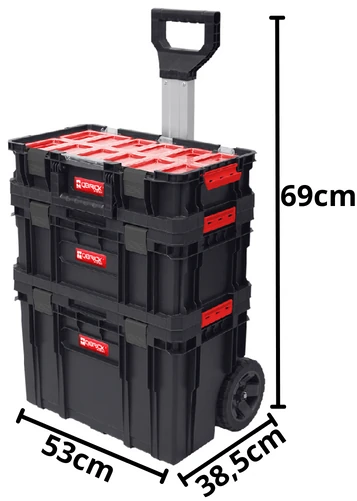 Zestaw skrzynek narzędziowych 3w1 Qbrick System Two Cart Set Plus - wymiary