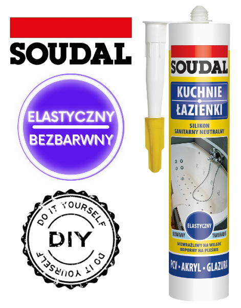 Neutralny silikon sanitarny, przezroczysty Soudal