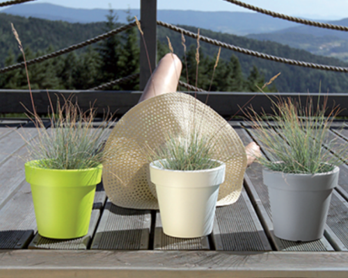 Doniczka okragla plastikowa 3,4 l szara Lofly Round aranzacja na tarasie