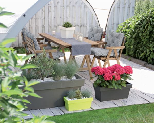 Donica prostokatna  szara Lofly Case aranzacja w ogrodzie