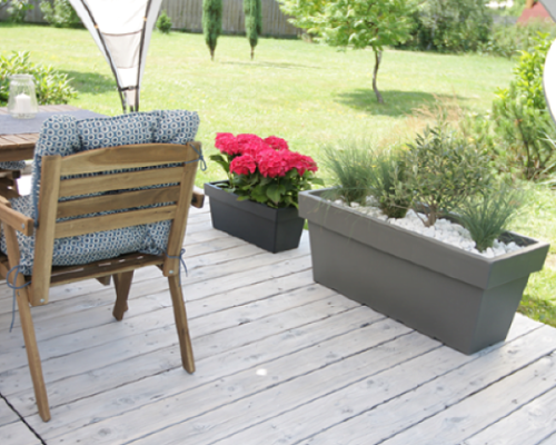 Donica prostokatna  szara Lofly Case aranzacja na tarasie