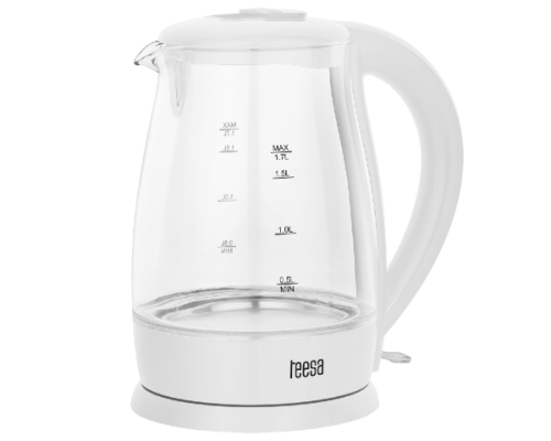 Czajnik elektryczny 1,7L LED bezprzewodowy szklany biały Teesa