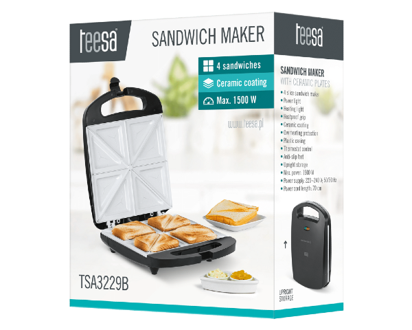 Opiekacz do 4 kanapek tostów sandwich ceramiczny Teesa TSA3229B