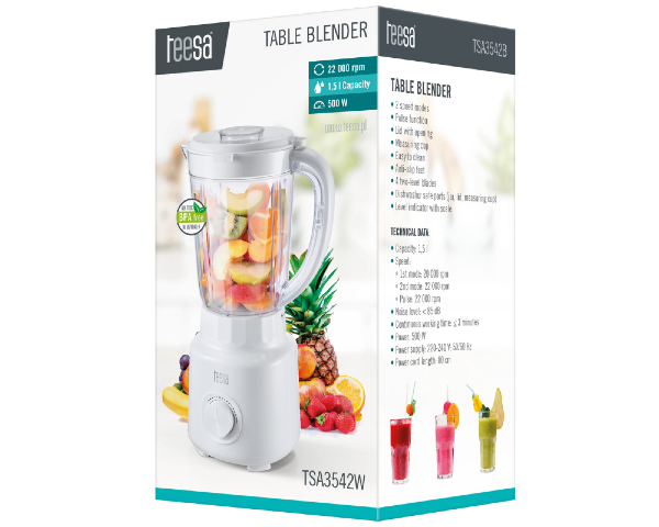Blender kielichowy kuchenny 1,5L biały Teesa TSA3542W