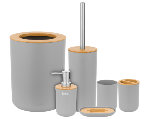 Zestaw akcesoriów łazienkowych 6-częściowy szary Teesa TSA0400-G