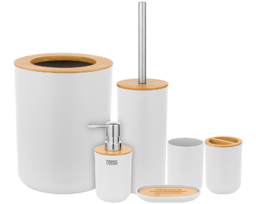 Zestaw akcesoriów łazienkowych 6 elementów biały Teesa TSA0400-W