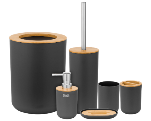 Zestaw łazienkowy akcesoria do WC 6szt czarny Teesa TSA0400-B