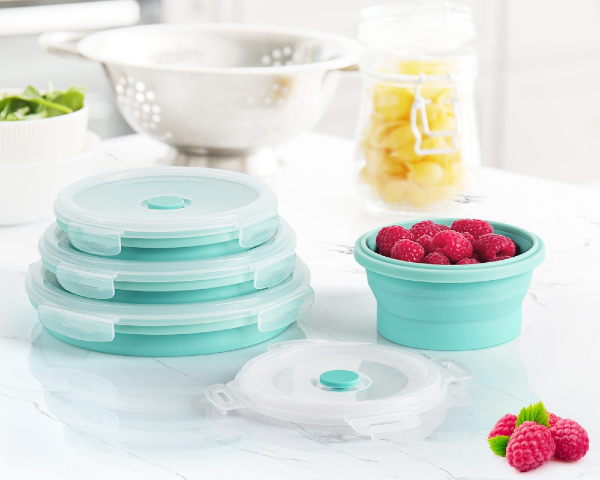 Zestaw składanych pojemników 4szt okrągłe Teesa TSA0195