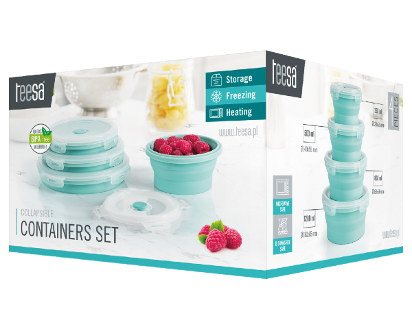 Zestaw składanych pojemników 4szt okrągłe Teesa TSA0195