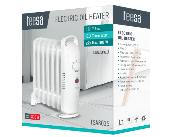 Grzejnik elektryczny olejowy 800W 7 żeberek Teesa TSA8035 - 5
