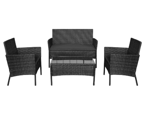 meble ogrodowe technorattanowe czarne + poduszki Teesa Rose