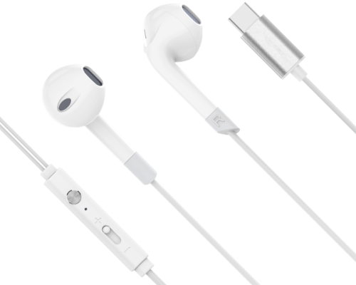 Słuchawki douszne z mikrofonem na USB-C białe Kruger&Matz C2