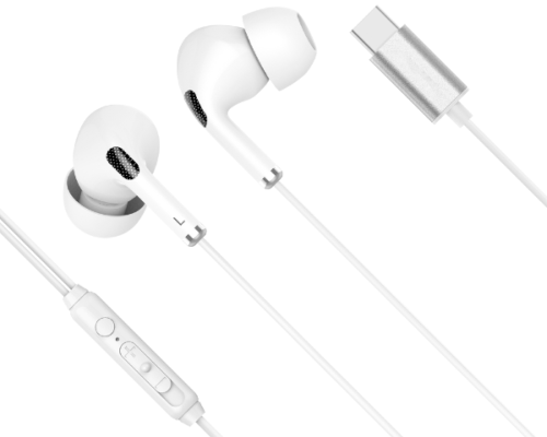 Słuchawki dokanałowe z mikrofonem na USB-C białe Kruger&Matz C1