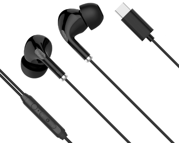 Słuchawki dokanałowe z mikrofonem na USB-C czarne Kruger&Matz C1