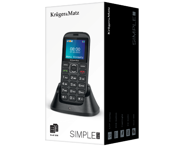 Telefon GSM dla seniora SOS duże klawisze Kruger&Matz Simple 921