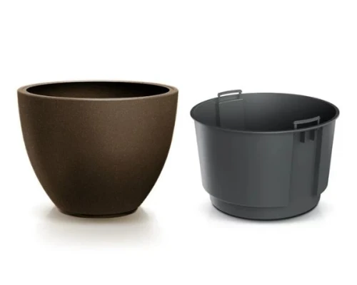 doniczka okragla prosperplast heos eco wood kawowa prezentacja wkladu