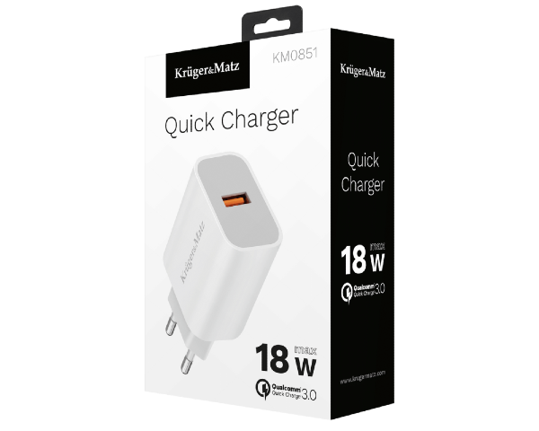 Ładowarka sieciowa USB z szybkim ładowaniem QC KM0851