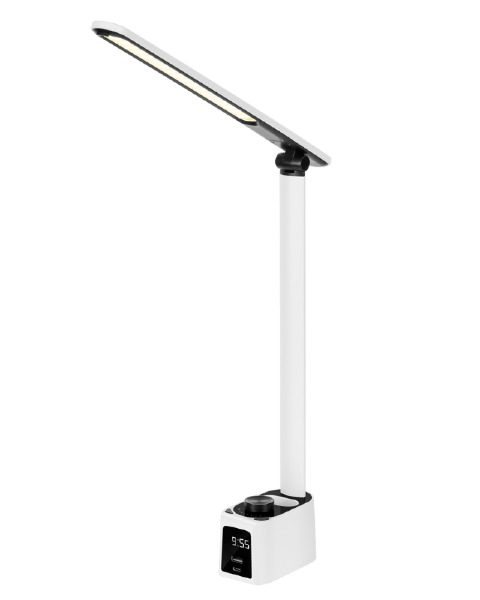 Lampka na biurko LED regulowana biała z zegarem