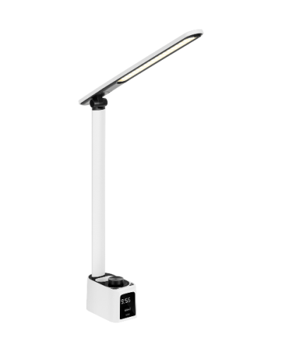 Lampka na biurko LED regulowana biała z zegarem