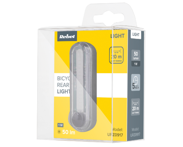 Lampa rowerowa tylna COB z kablem USB Rebel URZ0917