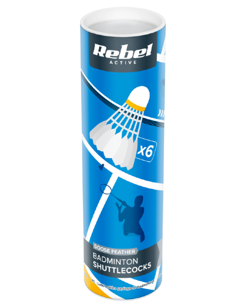 Lotki piórowe do badmintona z pierza 6szt tuba Rebel Active