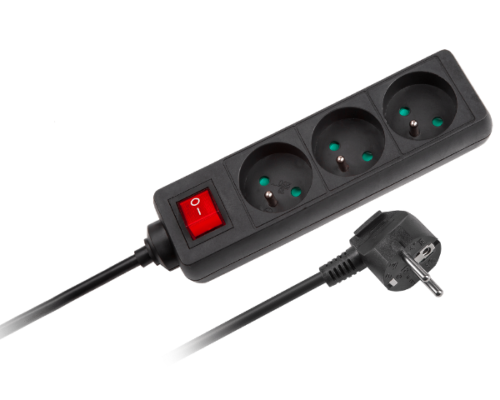 Przedłużacz listwa zasilająca 3 gniazda 1,5m włącznik Rebel URZ3197-1,5