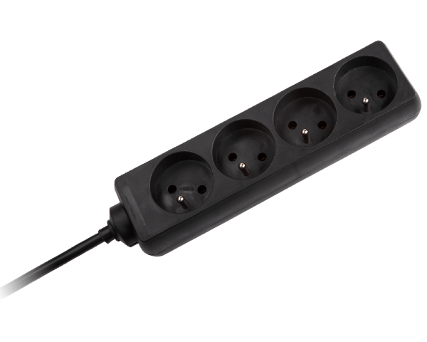 Przedłużacz elektryczny do domu 4 gniazda 3m czarny Rebel URZ3060-5-B