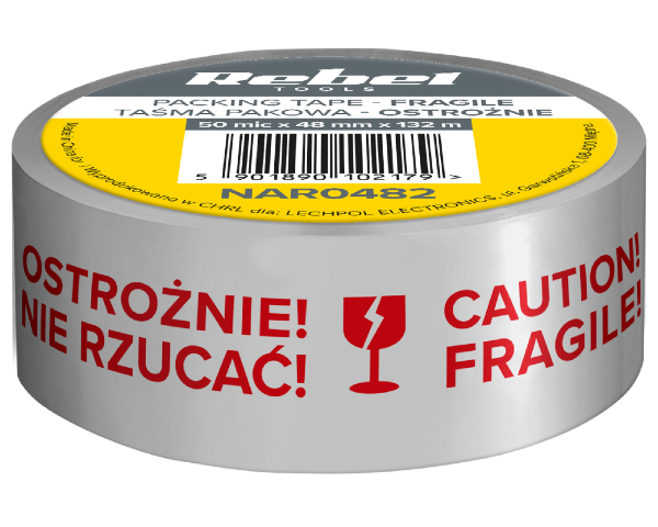 Taśma klejąca pakowa OSTROŻNIE SZKŁO 48 mm x 132 m