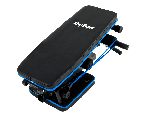 Ławka treningowa skośna z blokadą nóg i gumami Rebel Active