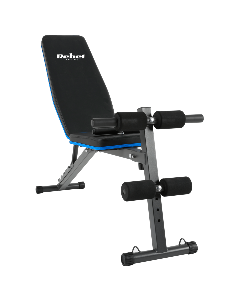 Ławka treningowa skośna z blokadą nóg i gumami Rebel Active