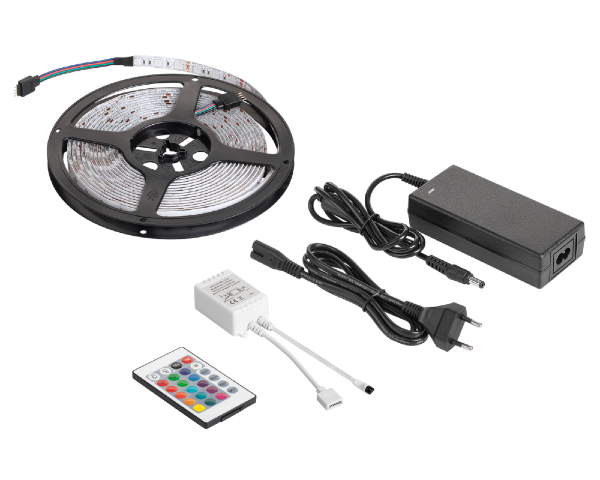 Zestaw oświetleniowy LED - sznur 5m LED RGB pilot zasilacz