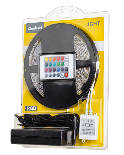 Zestaw oświetleniowy LED - sznur 5m LED RGB pilot zasilacz