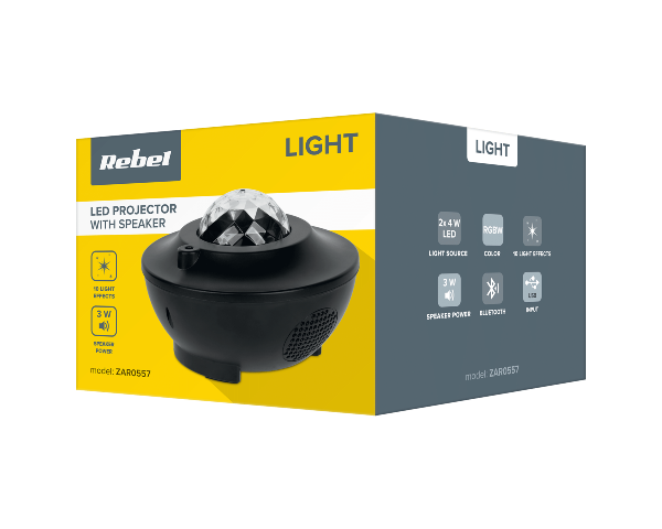 Projektor LED z głośnikiem Bluetooth projekcja nocnego nieba