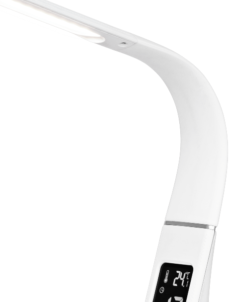 Lampka Led na biurko biała z zegarem termometrem datownikiem