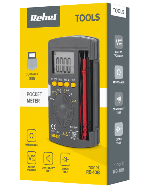 Miernik uniwersalny kieszonkowy multimetr Rebel RB-10B