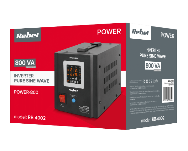 Zasilacz awaryjny 12V 230V 800VA/500W Rebel Power 800